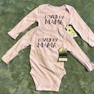 Okie Dokie Light Pink 'Loved by Mama' Bodysuit.
